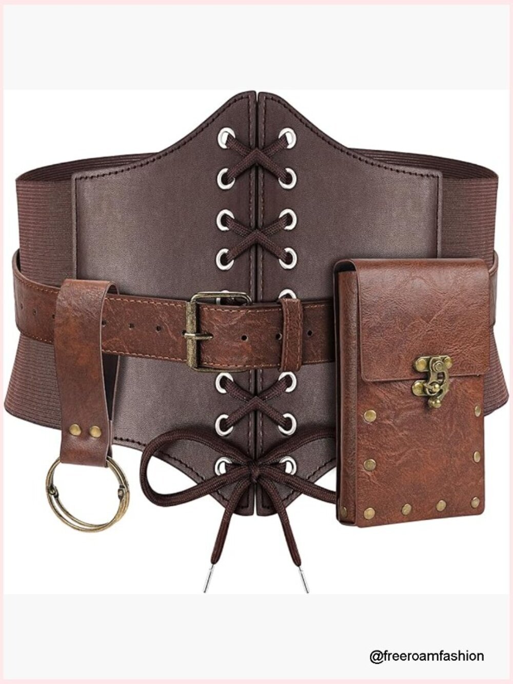 Medieval Renaissance Corset Belt Pouch Waist Bag Leather Belt Costume Accessory